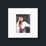 Impressão Em Tela Texto de Foto Personalizado Minimalista<br><div class="desc">Casal de texto personalizado minimalista Tela de texto fotográfico Impressão com grande quadro de espaço branco, nome de casal/recém-casados e ano de noivado em uma fonte sans moderna e simples e uma foto personalizada. Crie um casamento perfeito, presentes de noivado e de festa do aquecimento doméstico para casal, recém-casados, chá...</div>