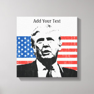 Impressão Em Tela Texto do costume da bandeira americana de Donald