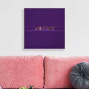 Impressão Em Tela Texto Elegante Personalizável   Dourado & Roxo Esc