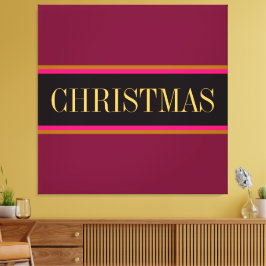 Impressão Em Tela Texto Festivo Burgundy Red Black CHRISTMAS