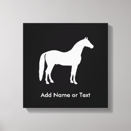 Impressão Em Tela Texto Personalizável Elegante de Cavalo Branco