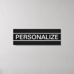 Impressão Em Tela Texto Personalizável   Preto e Branco Moderno e De
