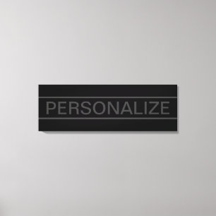 Impressão Em Tela Texto Personalizável   Preto Moderno e Cinza Escur