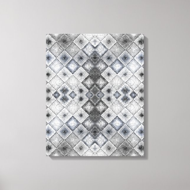 Impressão Em Tela Textura de Treliça Abstrata Geométrica Prata e Cin (Frente)
