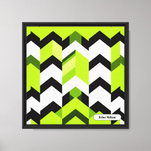 Impressão Em Tela Textura Moderna Chevron Wasabi Vibrante Estética