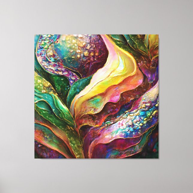 Impressão Em Tela Texturas Douradas e Abstrato (Frente)