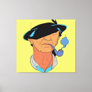 Impressão Em Tela The Blue Smoke Sailor: Minimalist Portrait