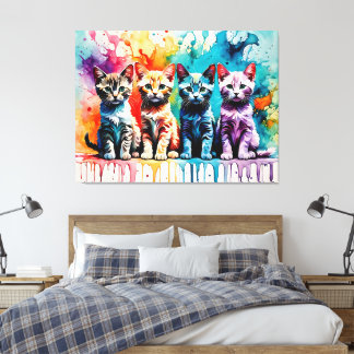 Impressão Em Tela The Colorful Quartet: Paws and Paint!