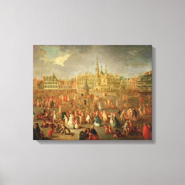 Impressão Em Tela The Grand Place durante Mardi Gras, Cambrai, 1765 (Frente)