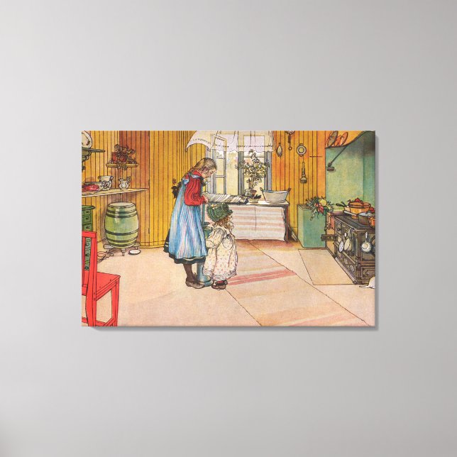 Impressão Em Tela The Kitchen por Carl Larsson Vintage Suecia 1898 (Frente)