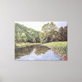 Impressão Em Tela The Serene Waterway: Realistic River Landscape Oil