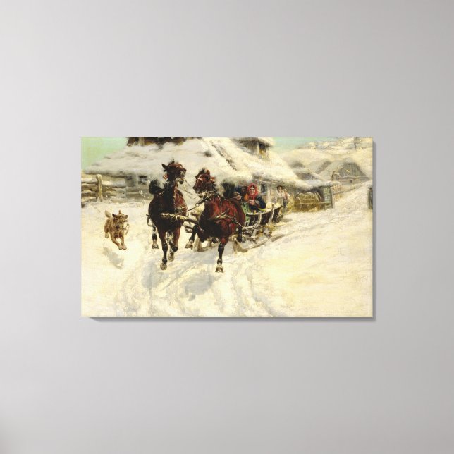 Impressão Em Tela The Sleigh Ride, 1896 (óleo na canvas) (Frente)