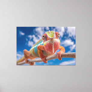 Impressão Em Tela The Watchful Eye: Vivid Chameleon in High Definiti