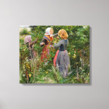 Three Girls Picking Blackberry (por Brendekilde)