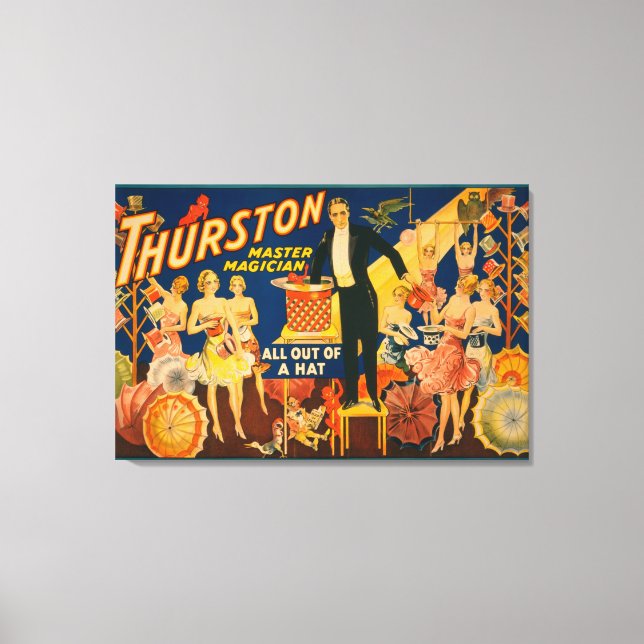 Impressão Em Tela Thurston, Mestre Mago "Out of a Hat" Magic (Frente)