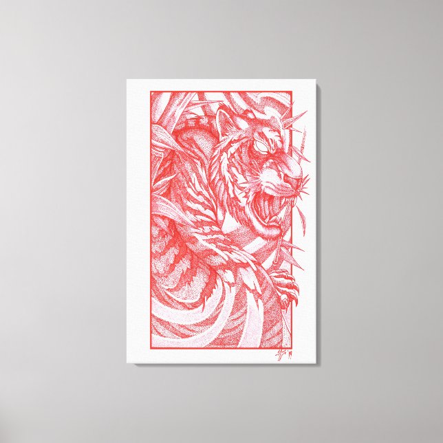 Impressão Em Tela Tiger Dotwork tora (Frente)