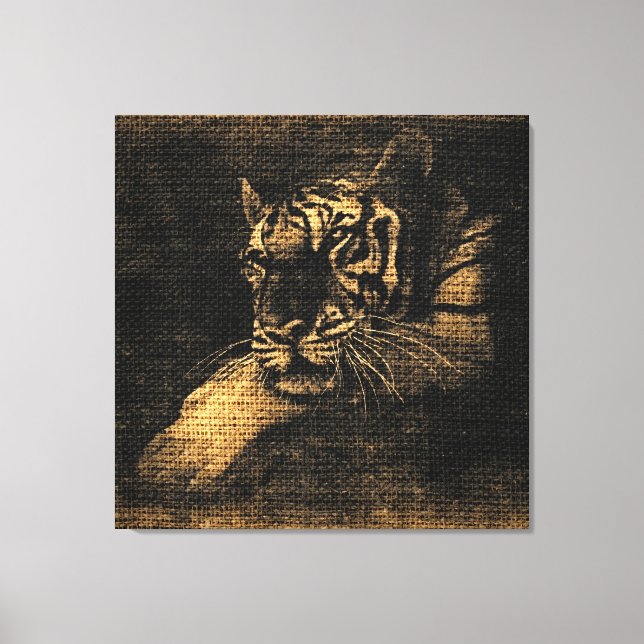 Impressão Em Tela Tiger Fine Art em Burlap Rustic Jute #5 (Frente)