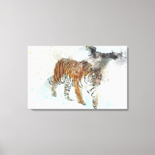 Impressão Em Tela Tiger Jungle Watercolor