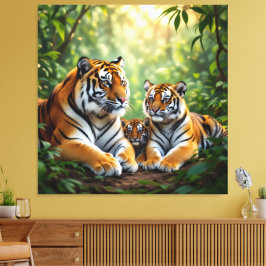 Impressão Em Tela Tigerfamilie im Einklang der Natur