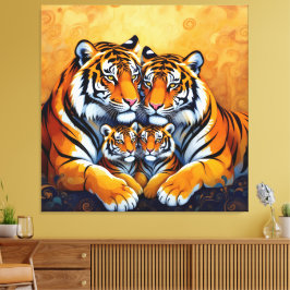 Impressão Em Tela Tigerfamilie im Einklang der Natur