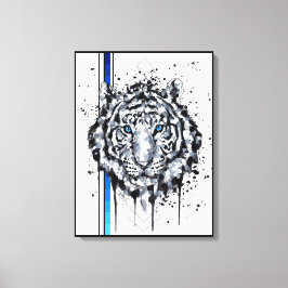 Impressão Em Tela Tigre Branco