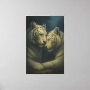 Impressão Em Tela Tigre Branco – Afeto Eterno • Arte Fina Premium