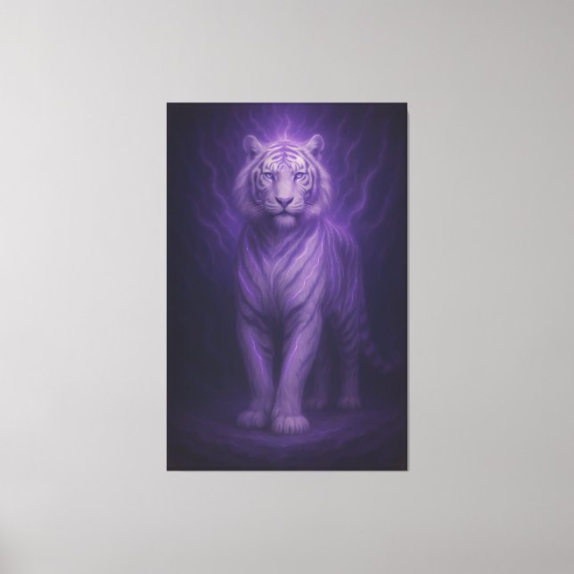 Impressão Em Tela Tigre Branco Aura da Meia-Noite – Poder Místico (Frente)
