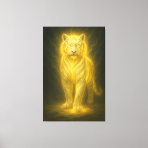 Impressão Em Tela Tigre Branco Divino Dourado – Arte Fantástica Prem