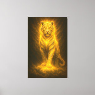 Impressão Em Tela Tigre Branco Dourado Celestial – Aura Divina Arte