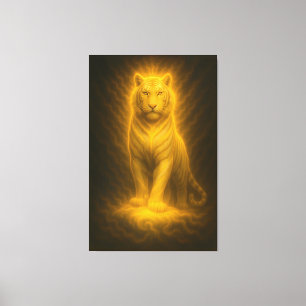 Impressão Em Tela Tigre Branco Dourado Celestial – Poder Supremo Rad
