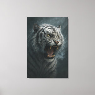 Impressão Em Tela Tigre Branco Fantasia – Série Aura Mística