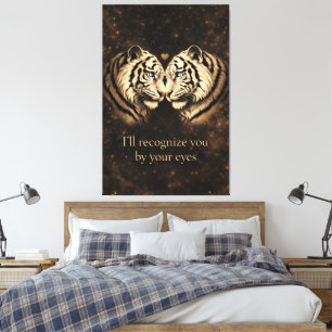 Impressão Em Tela Tigre Branco Golden Bond – Luxo Alma de Ouro Preto