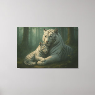 Impressão Em Tela Tigre Branco – Guardião da Luz – ManJiangHong Art