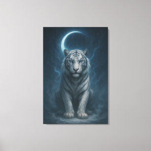 Impressão Em Tela Tigre Branco – Retrato de Fantasia Mística – ManJi