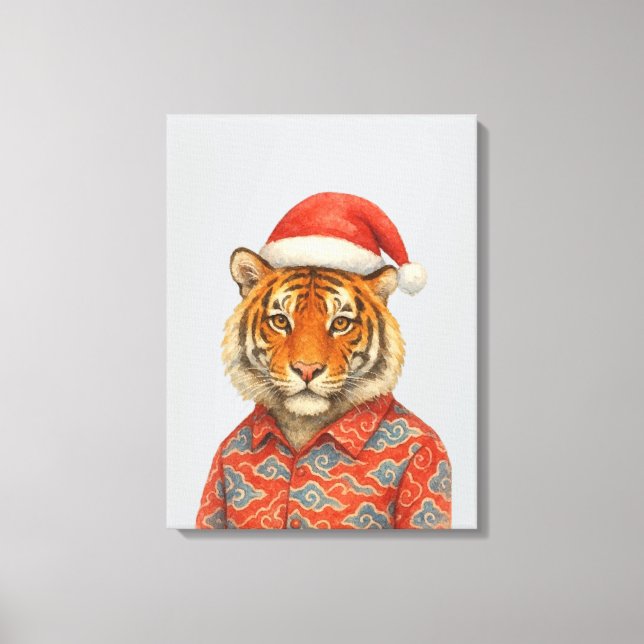 Impressão Em Tela Tigre de Natal indie (Frente)
