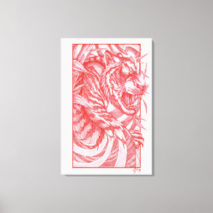 Impressão Em Tela Tigre Dotwork tora