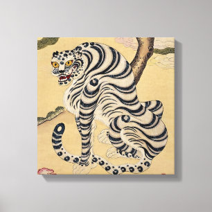Impressão Em Tela Tigre Listrado Coreano Minhwa