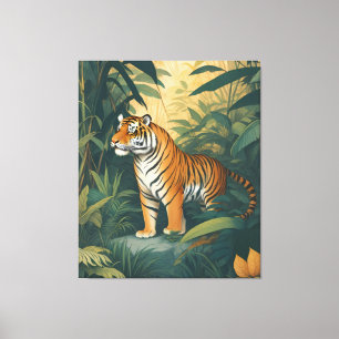 Impressão Em Tela Tigre Majestoso na Arte Selvagem Elegante