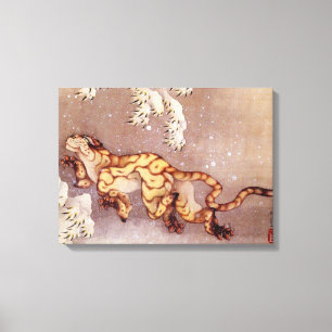 Impressão Em Tela Tigre na neve de Hokusai
