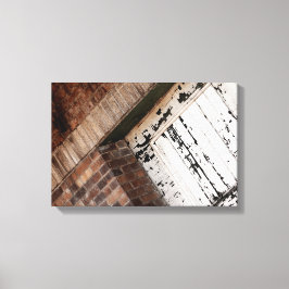 Impressão Em Tela Tijolo Vermelho E Madeira Branca Afastada