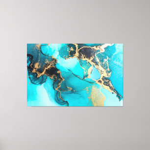 Impressão Em Tela Tinta abstrato azul, lacrimogênea e álcool Doura