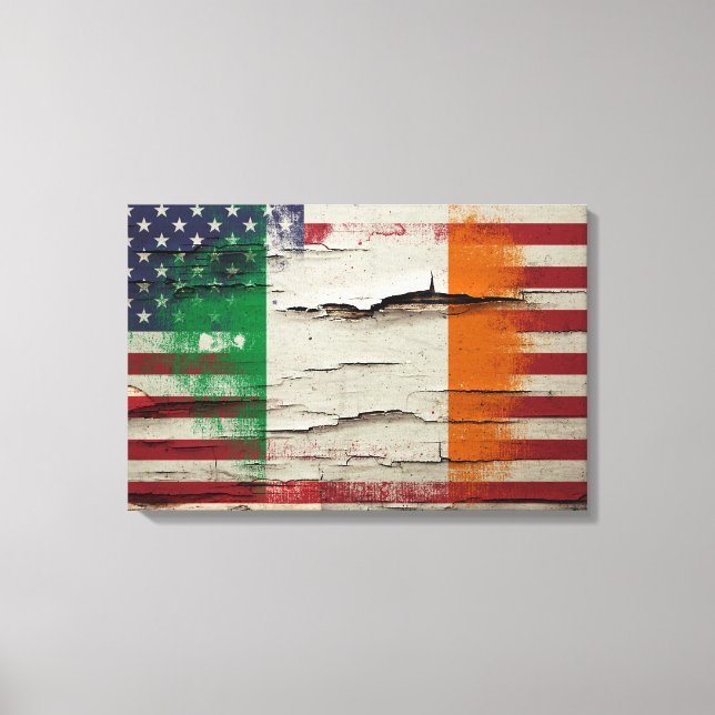 Impressão Em Tela Tinta de estalo | Bandeira Irlandesa Americana (Frente)