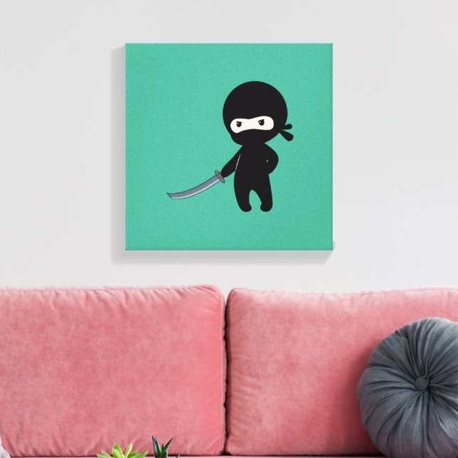 Impressão Em Tela Tiny Angry Ninja sobre o verde (Insitu(Sala de estar))