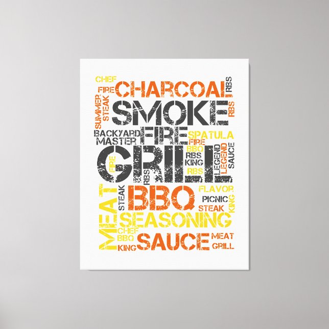 Impressão Em Tela Tipografia BBQ Grill Master (Frente)