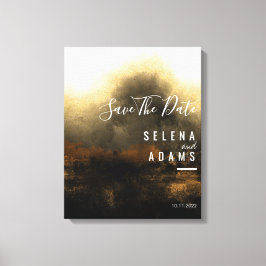 Impressão Em Tela Tipografia De Abstrato Dourada Chic Salva A Data