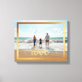 Impressão Em Tela Tipografia de amor 14x11 com quadro Dourado