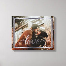 Impressão Em Tela Tipografia de amor 14x11 com quadro prateado