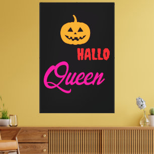 Impressão Em Tela Tipografia Rainha Rosa Arte de Halloween com Olá