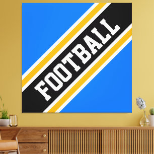 Impressão Em Tela Tiras de FUTEBOL Azul Negras Brilhantes