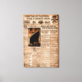 Impressão Em Tela Titanic é relatado afundando Sépia Vintage Marítim